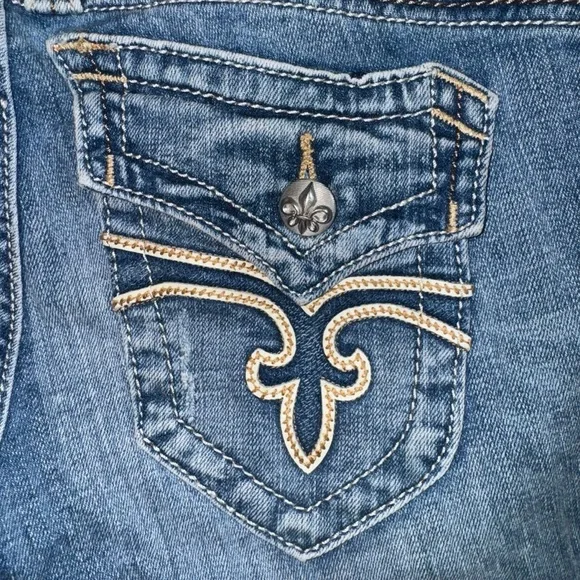 Rock Revival Women’s Jeans Size 28 Blue Bootcut Fluer-De-Lis Denim Stretch Fade - Picture 5 of 13